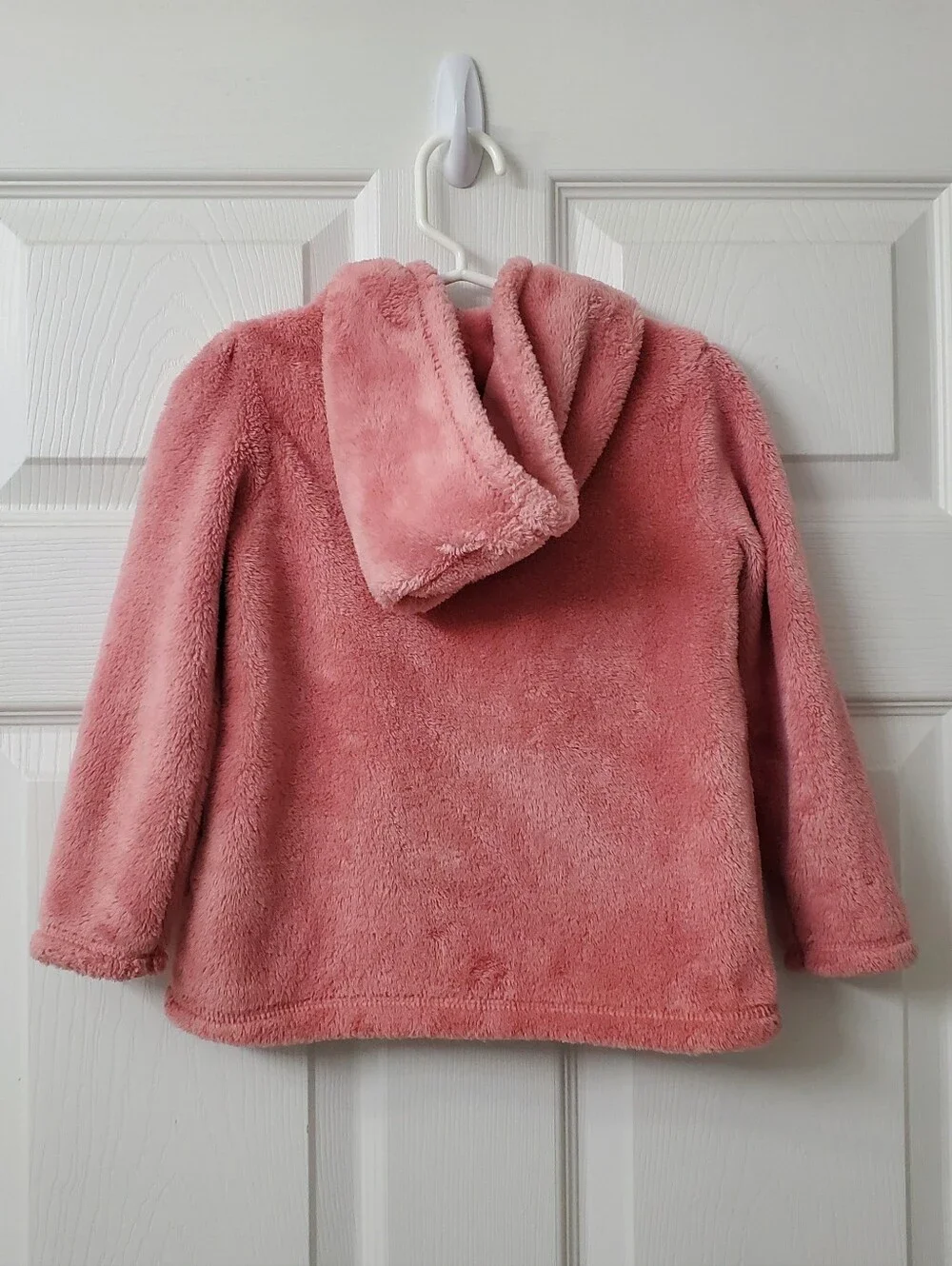 Carter's Girls Pink Rose Cozy Plush Fleece Hooded Pullover Sweater Top 4T